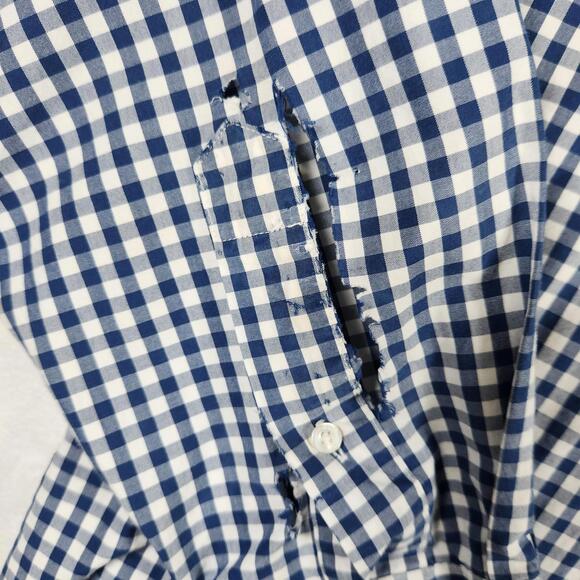Vineyard‎ Vines Classic Fit Whale Shirt Blue Check Size L Damaged - Picture 4 of 10